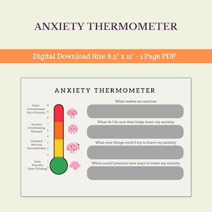 Anxiety Thermometer Kids & Teens Printable Mental Health Behaviour ...