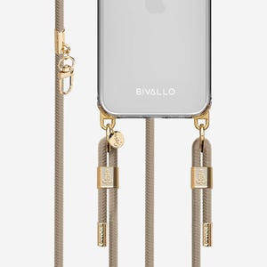 Sangles de téléphone portable élégantes de couleur beige, œillets de chaîne de téléphone portable avec mousqueton
