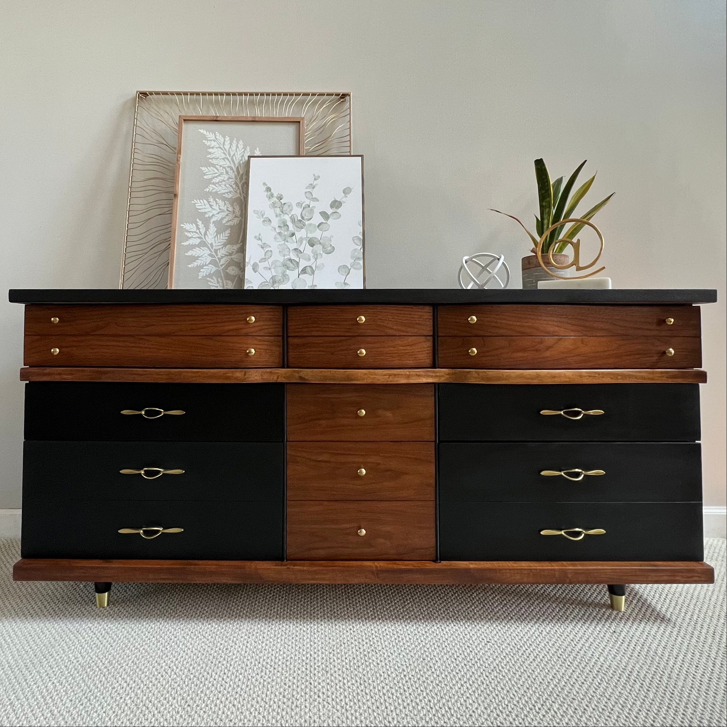 Two Tone Midcentury Modern Dresser Etsy