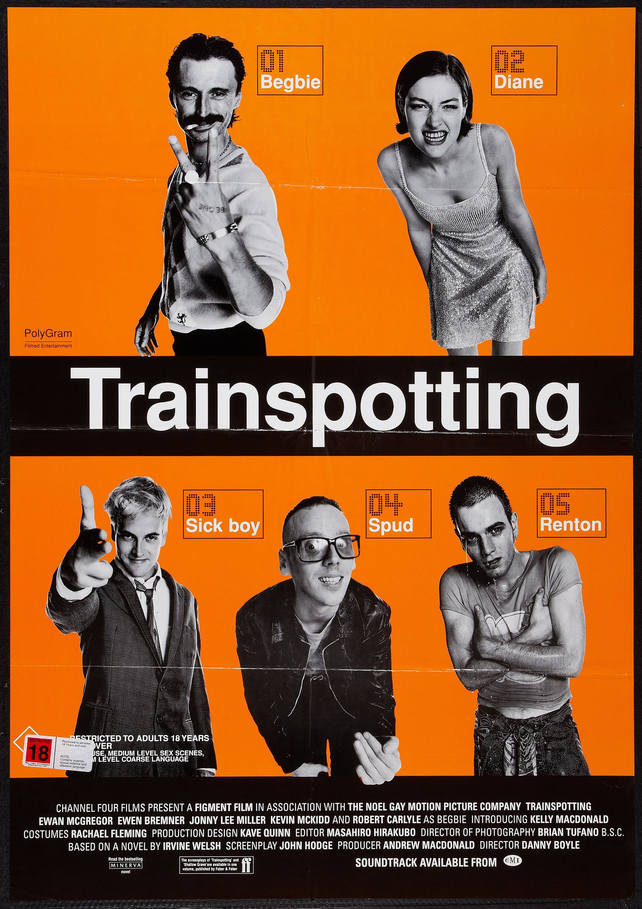Trainspotting 映画 1996 俳優9名のサイン入りポスター Trainspotting 映画 1996 俳優9名のサイン入りポスター