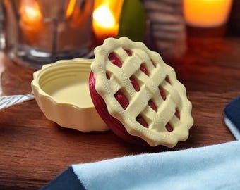 Cute Cherry Pie Container | 3D Printed Box | Candy Holder | Jewelry Storage | Cough Drops Organizer | Pie Decor