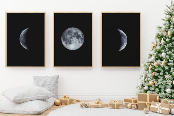 Moon Wall Decor Set of 3 Printable Moon Moon Phases Wall - Etsy