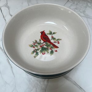 Thomson Pottery Cardinal Christmas Bowls Set of 4 (Slight Crazing)
