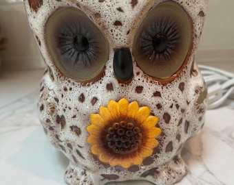 Calentador de cera con forma de búho y girasol
