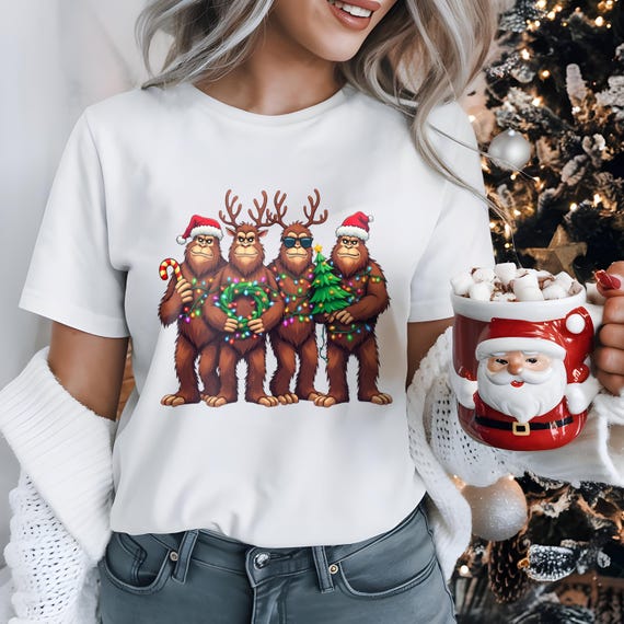 Bigfoot Christmas Shirt, Holiday Mountain Sweatshirt, Adventure Hoodie, Long Sleeve Tshirt, xmas 2025 gifts