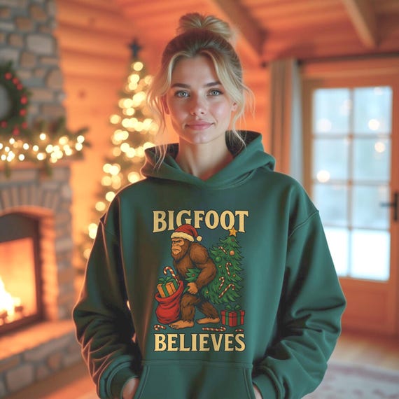 Bigfoot Christmas Sweatshirt Hoodie• Funny Sasquatch Xmas Tee