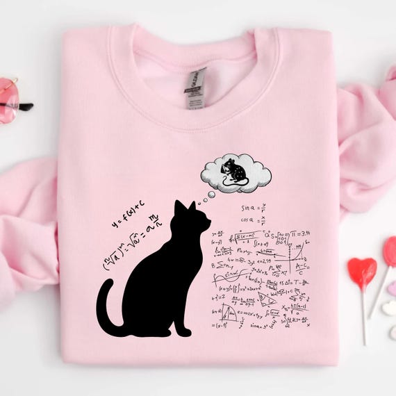 Funny Cat Math T-Shirt • Physics Science Humor Sweatshirt• Nerdy Gift for Cat Lovers • Premium Tri-Blend Hoodie