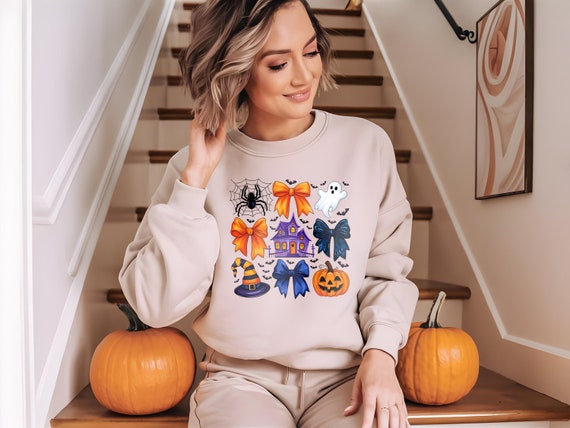 Halloween Sweatshirt, Bow Coquette Halloween Sweater