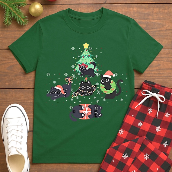 Christmas Funny Black Cat Shirt, Pet Holiday Xmas Sweatshirt, Cat Lover Tee