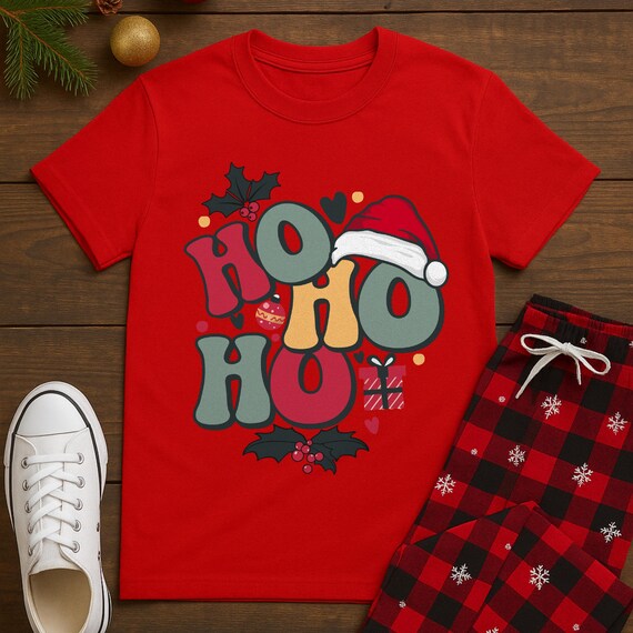 Ho Ho Ho T-Shirt, Funny Christmas Santa Gift, Festive Holiday Season Graphic Tee, Cute Xmas Cheer Shirt for Winter Lovers