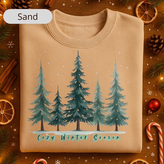 Tree Christmas Shirt For Women - Cozy Winter Season Crewneck, Holiday Outfit