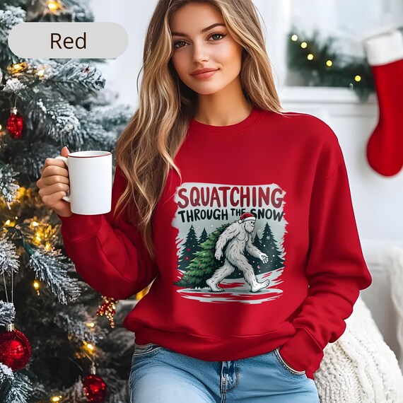 Christmas Bigfoot SweatShirt • Squatching Through The Snow Hoodie