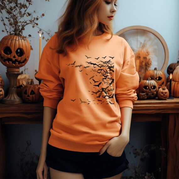 Funny Bat Halloween Shirts – Halloween Sweatshirt for Women – Spooky Cute Fall Shirt – Trendy Halloween Outfit – October Gift for Her