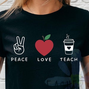 平和と愛を教える教師のためのデジタルデザイン、小学校と中学校の教師向け SVG ギフト、教師生活、感謝、即時ダウンロード