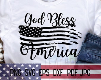 God Bless America SVG, Bible verse Digital Designs, Christian Patriotic, Independence Day, 4th of July png, dxf, pdf, eps, svg