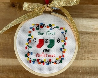 Our First Christmas Ornament cross stitch instant download pattern