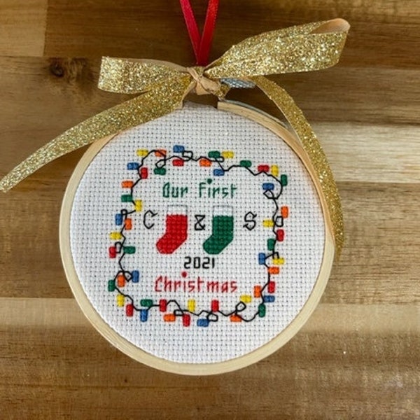 Our First Christmas Ornament cross stitch instant download pattern