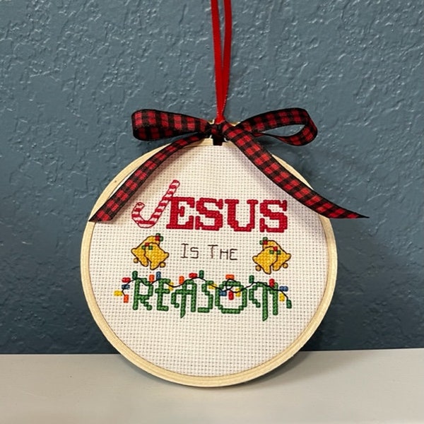 Jesus is the Reason Christmas Ornament cross stitch pattern, instant download
