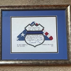 Fallen but not forgotten Police Officer, counted cross stitch, instant download, customizable, Isaiah 6:8