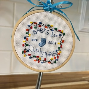 Baby's 1st Christmas Ornament instant download cross stitch pattern