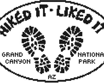 Hiked It Liked It cross stitch instant download pattern, personalize, customize, national park, trail, adventure
