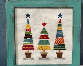Christmas Tree Trio cross stitch pattern (instant download), modern, easy, multiple colors