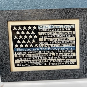 Police Officer&#39;s Prayer, American flag, Matthew 5:9, cross stitch pattern, instant download