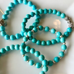 Turquoise Howlite bracelet, natural  stone bracelet, Howlite bracelet, turquoise bracelet, handmade stretch bracelet,