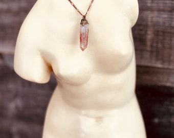 Tangerine Quartz Copper electroform pendant