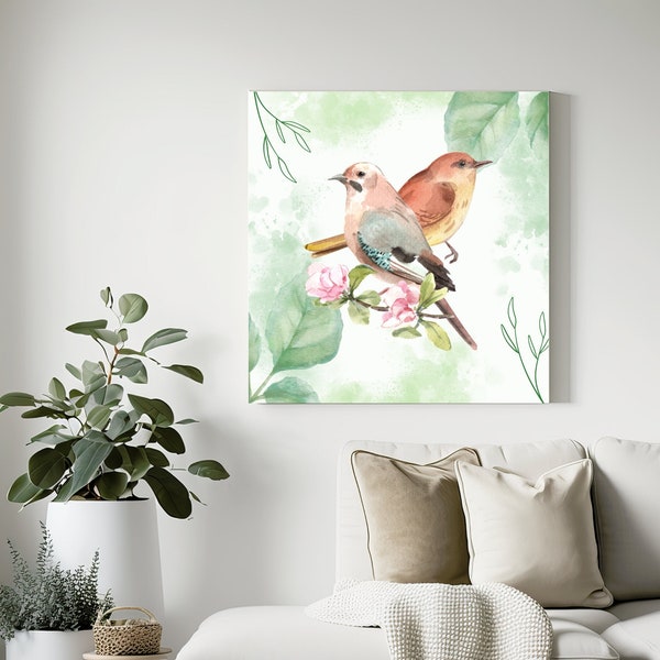 Birds Digital Art Print Greenery Instant Download Art Nature Digital Print Bird Digital Wall & Home Decor