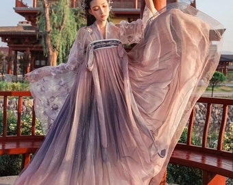 Chinese Hanfu Dress,Chinese silk robe,Women Hanfu Dress,Chinese Tradition Dress,Female Hanfu，Longevity Dragon Girl Tang Hanfu