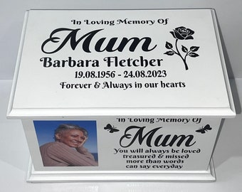 Ashes Casket/Urn/Box With Photo - Cremation Memorial Urn Casket Box Keepsake Customised Unique - Personalised & Handmade Internal Clasp