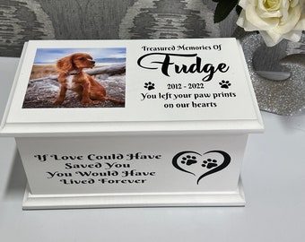Pets Ashes Casket/Urn/Box With Photo - Cremation Memorial Urn Casket Box Keepsake Customised Unique - Personalised & Handmade Internal Clasp