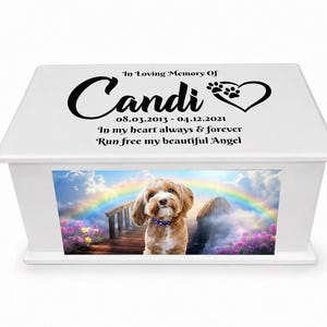 Personalised Pet Ashes Casket with Photo | Dog Cat Memorial Urn Box