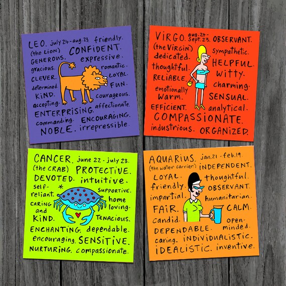 Star Sign Horoscope Zodiac Signs Personality Trait Etsy Star Sign Horoscope Zodiac Signs Personality Trait Etsy