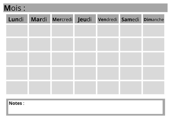 Calendrier, planning, mensuel, mois, digital planning, -  France