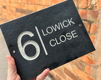 Deep Engraved Modern Slate House Sign 6 x 8 inches | Fully Personalised | New Home Gift