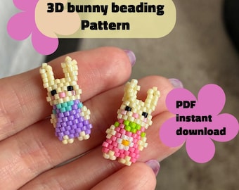 3D kralenpatroon konijn. Directe pdf-download