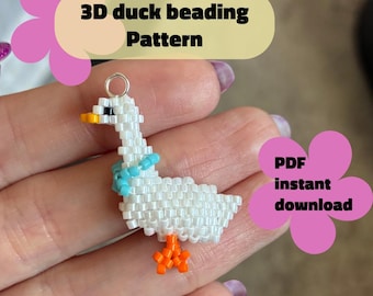 3D-kralenpatroon eend. Directe pdf-download