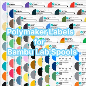 Polymaker Labels for Bambu Lab Reusable Spools | High Resolution Color-Coded Vinyl Stickers