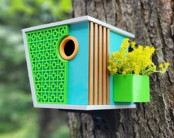 Birdhouse « Modern Mid Century v2 » with planter