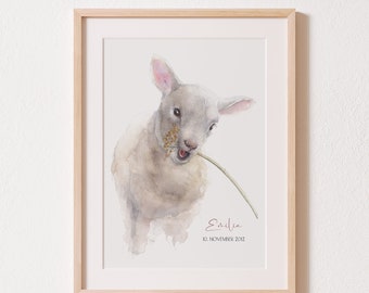 Little Lamb Watercolor Art Print | Watercolor | animal | domestic animal