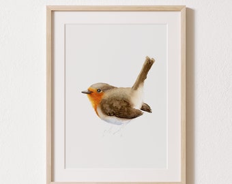 Robin Watercolor Print | Garden bird | Watercolor | Vogel Art Print | For the birthday | Children's room | Bird