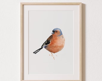 Chaffinch Watercolor Print | Garden bird | Watercolor | Vogel Art Print