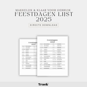 Nederlandse Feestdagen Lijst 2025, datos belangrijke, datos sobre te onthouden, lijst met feestdagen, vieringen, formato A4, formato carta, pdf
