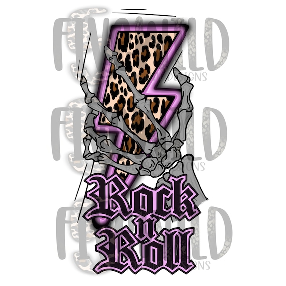 Rock n Roll Lightning bolt and Banner Shirt Printing Design
