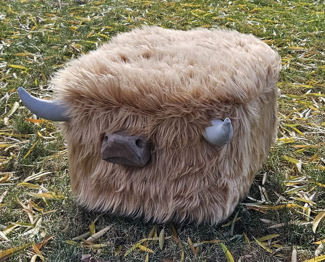 Highland Cow Footstool Brown Etsy