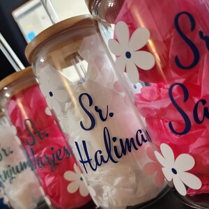 Glass Cups with Lids and Straws