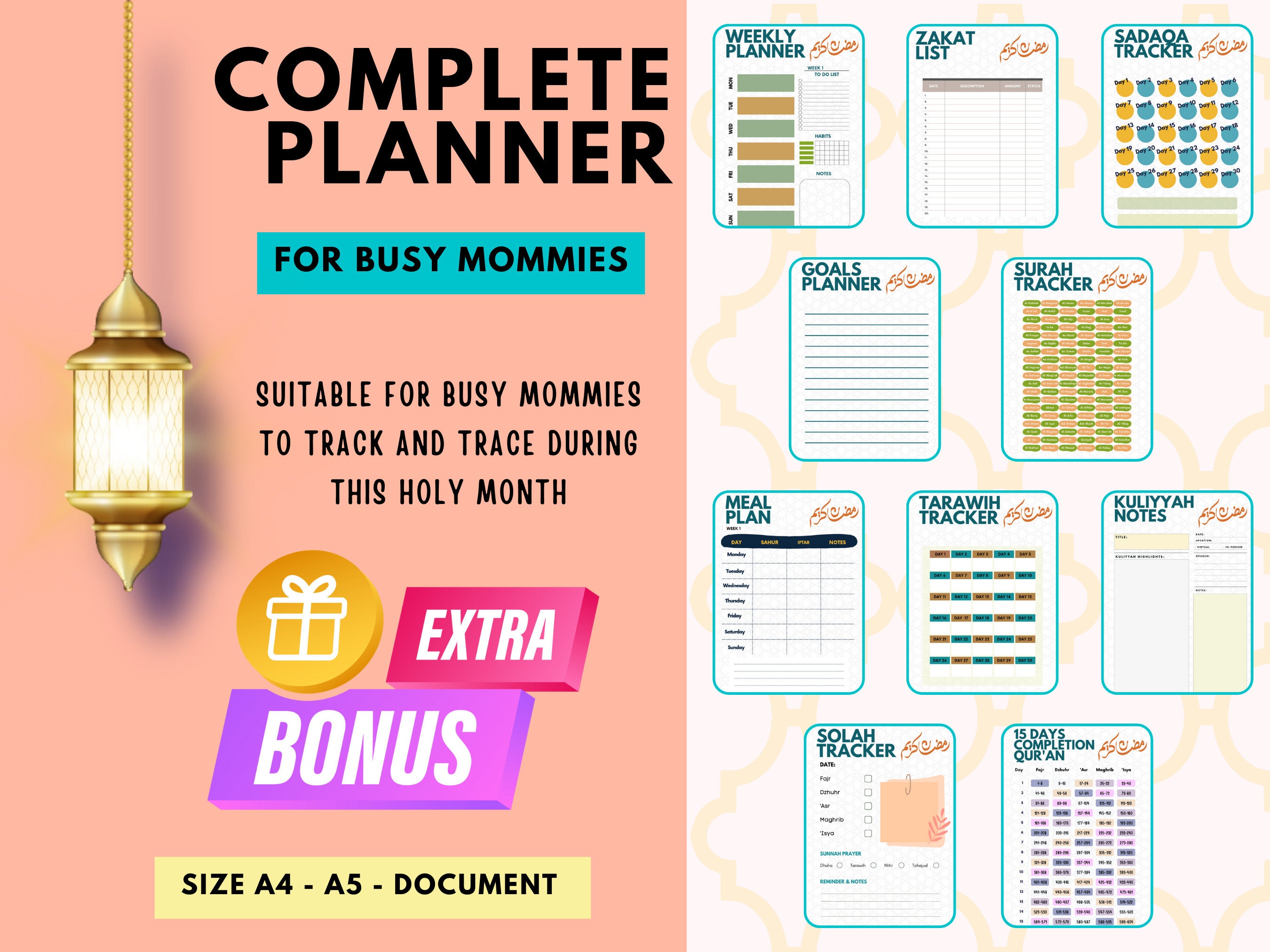 Ramadan Planner, Ramadan Journal, Ramadan Gift Colorful Ramadan Planner