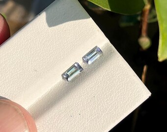 Nicht erhitztes Tansanitpaar 2 x 5 mm | Natürlicher blauvioletter Tansanit im Baguetteschliff | Passendes Tansanit Edelstein-Paar für Ohrringe | Lose Edelsteine